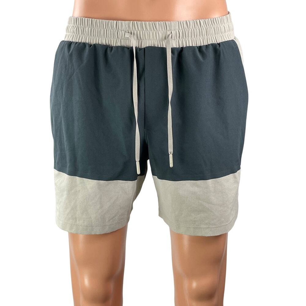 Lululemon Lane Line 6"In Nightcap Silverstone Men Gray Beige Colorblock Shorts M